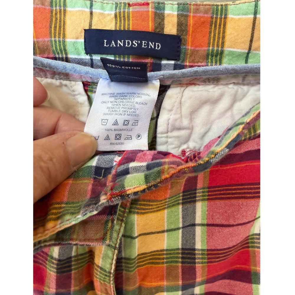 Lands End Womens Fit 2 Madras Plaid Chino Shorts Multicolor Cotton Size 10 - Picture 4 of 7